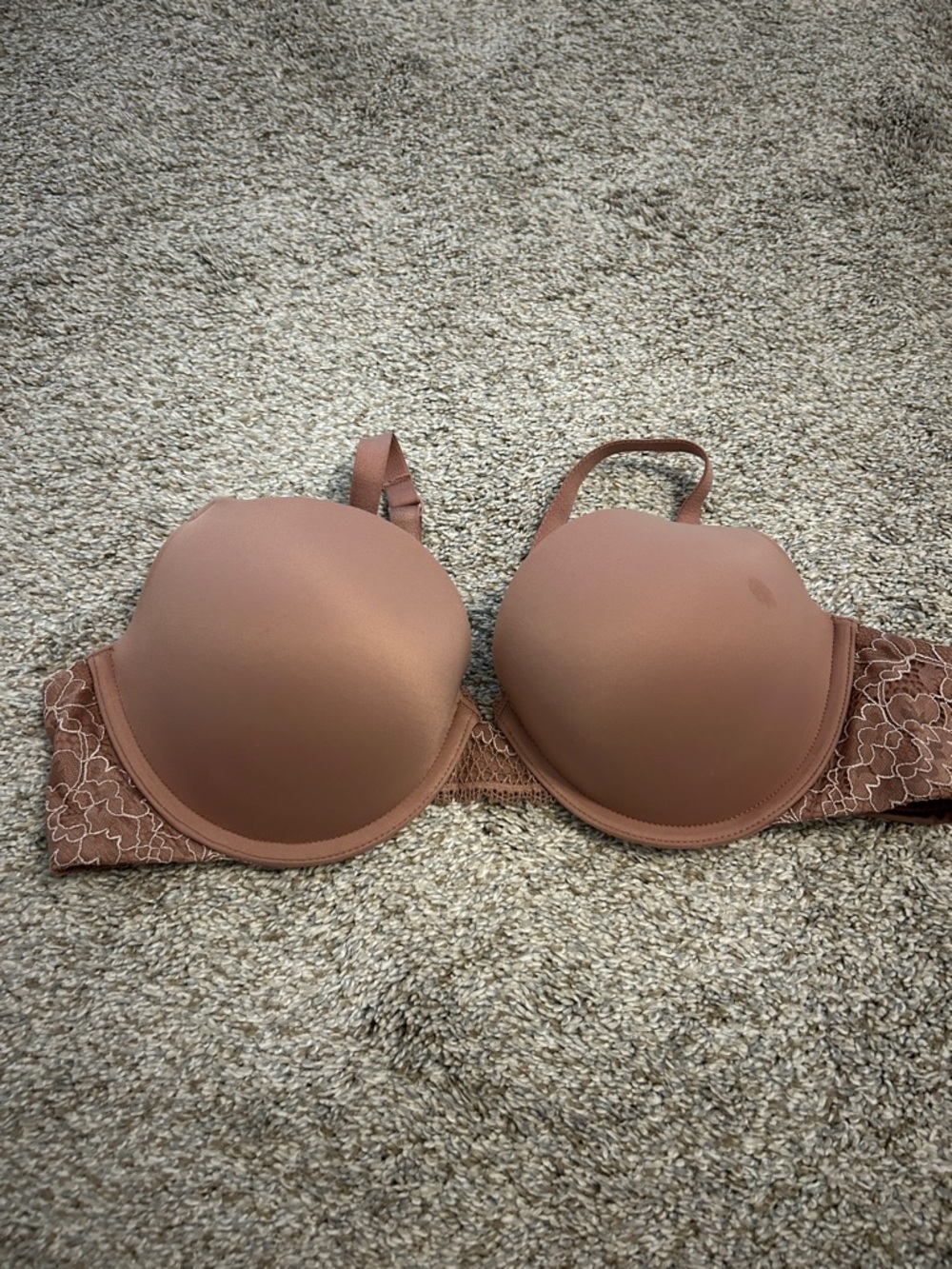 Auden Mauve-Brown Padded Underwire Bra with Lace Sides